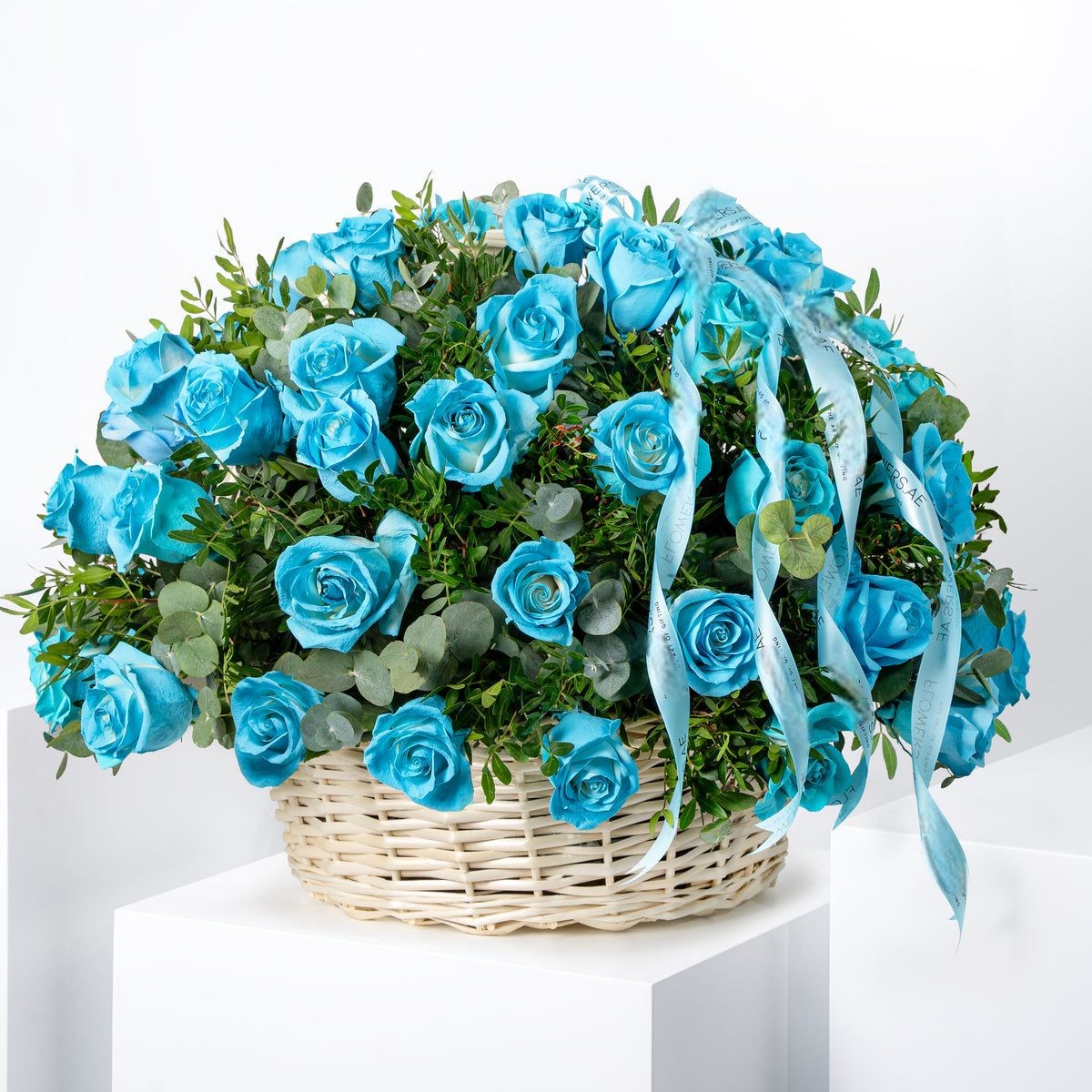 100 Tiffany Blue Roses Basket