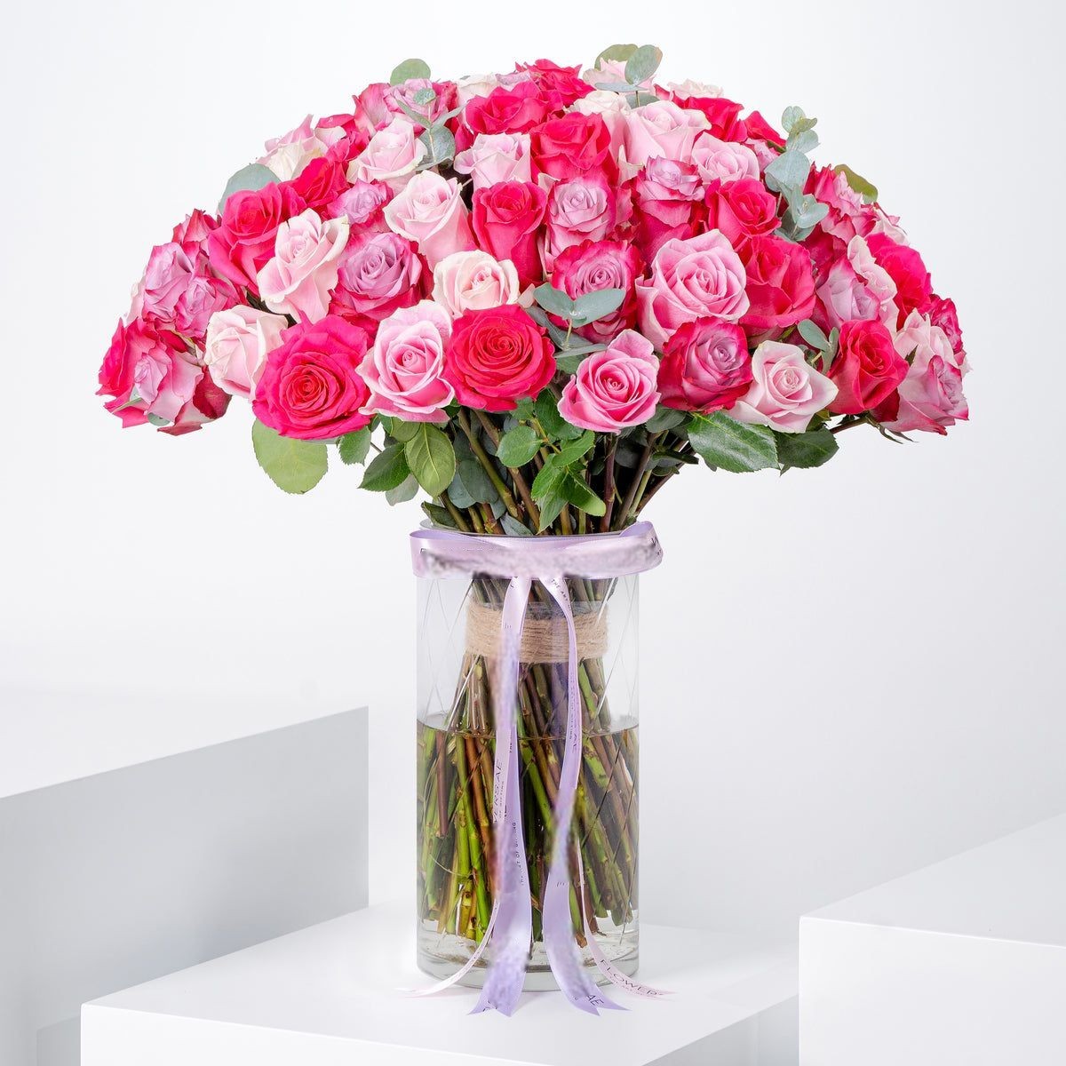 100 Mix Roses Vase