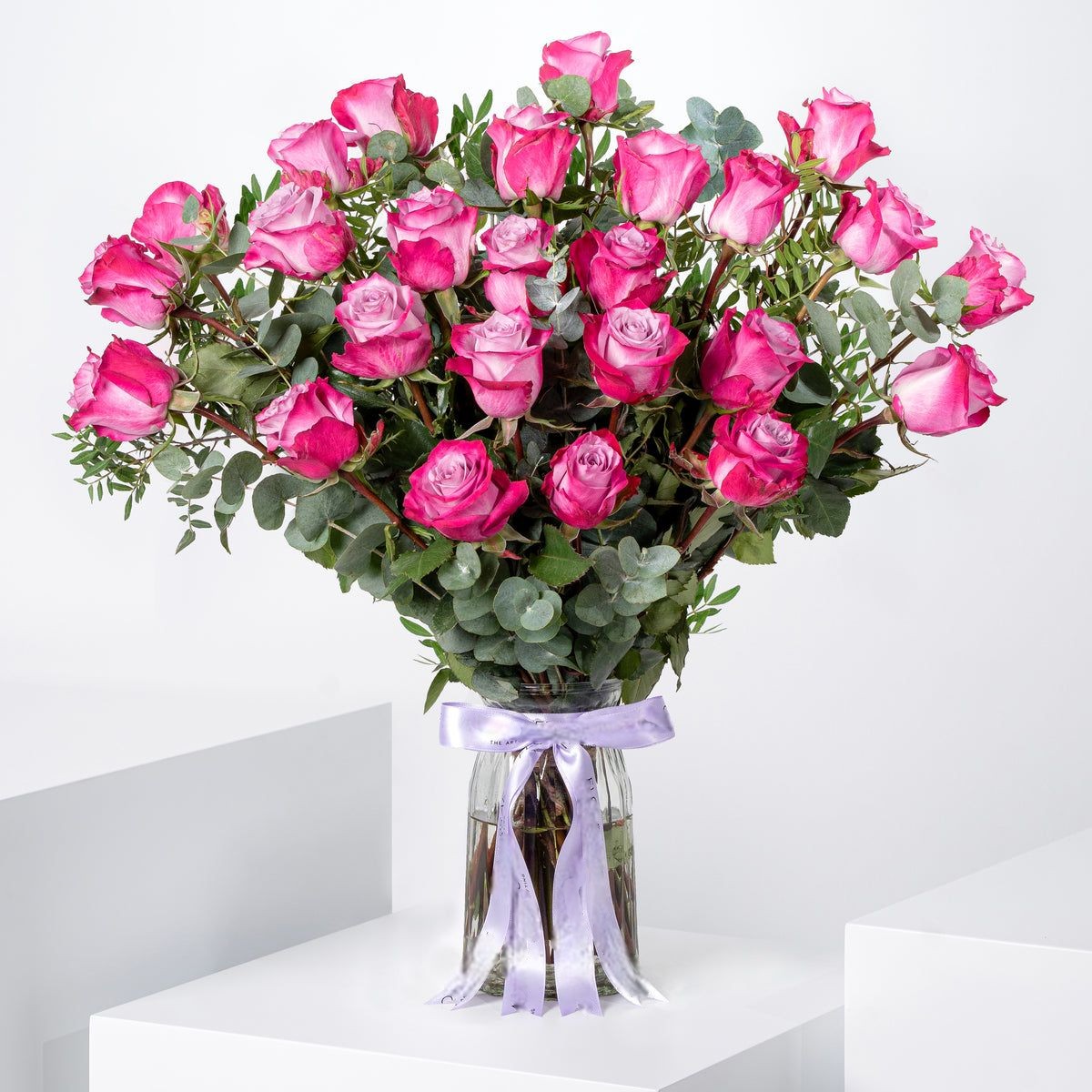 25 Deep Purple Roses Vase